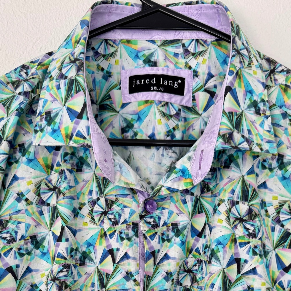 Jared Lang Men's 2XL Button Up Shirt‎ Abstract Print Long Sleeve Casual
